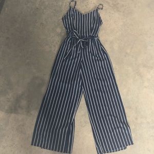 Blue and white pinstripe jumper